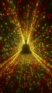 Buddha Silhouette Immersed in a Colourful Sparkling Tunnel looping animation