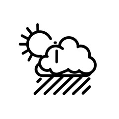 Sunny day with partly cloudy sky and rain showers