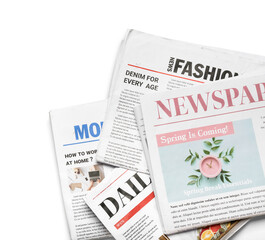 Newspapers isolated on white background
