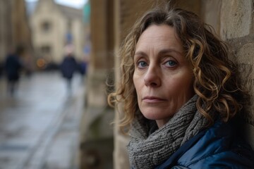 Portrait of a middle-aged woman on the streets of the city
