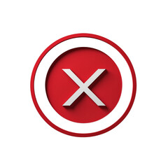 Fototapeta premium Red circle cross mark icon transparent background