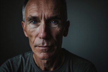 Portrait of a senior man looking at the camera on a dark background