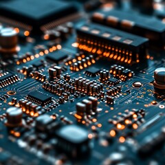 Obraz premium Close-up of intricate circuit board components