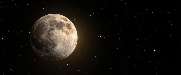 Fototapeta premium Detailed Moon Surface Texture with Craters and Starry Sky on Transparent Background