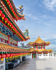 Thean Hou Temple in Kuala Lumpur, Malaysia, featuring intricate architecture adorned with colorful lanterns