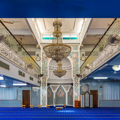 The stunning architecture and vibrant decorations inside India Mosque in Kuala Lumpur, Malaysia. The serene atmosphere complements the spiritual significance of this beautiful place