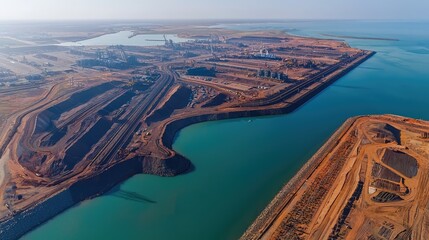 Obraz premium Aerial view of mining port at Port Hedland, Western Australia