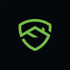 Letter F shield roofing concept logo design vector template