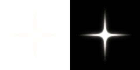White Glowing Star Light with Transparent and Black Background
