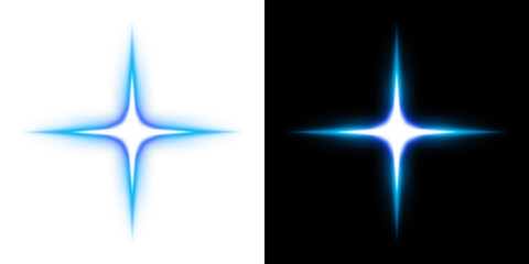 Blue Glowing Star Light with Transparent and Black Background
