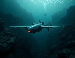 Underwater Drone Exploration Deep Sea Mission Concept Art