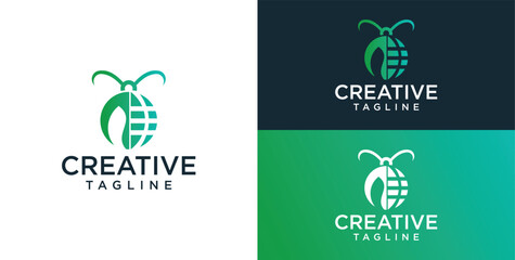 Insect vector logo with colorful technology concept