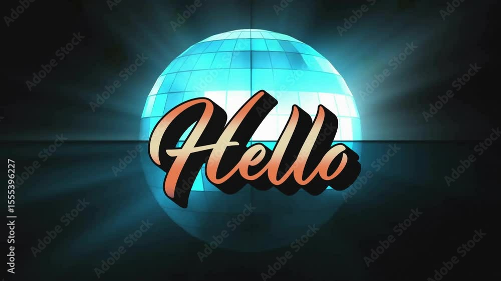 Poster canvas activating orb revealing blue segments while orange hello text animating shadow for intro