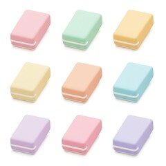 A collection of colorful soap bars with pastel shades