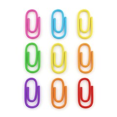 Vibrant colored paperclips arranged in a neat grid, perfect for any project
