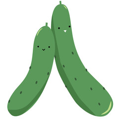 かわいいきゅうり　キャラクター　夏野菜　ベクターイラスト