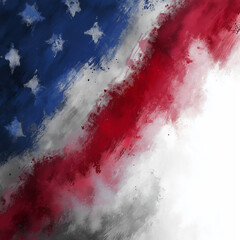 American flag painted with energetic brushstrokes and splashes of color