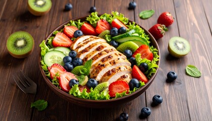 Grilled chicken salad with fruit