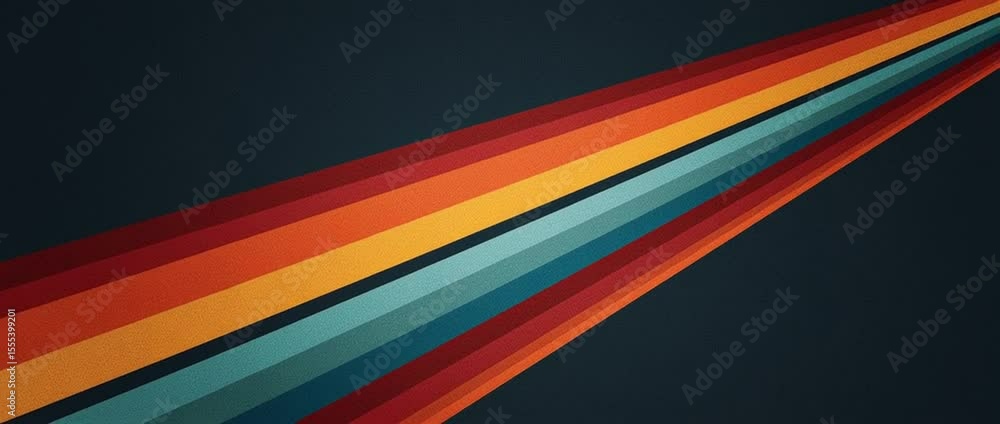 Poster minimalist retro-futuristic vector design of colorful stripes, dark background, sleek lines, simple 