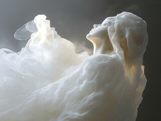 Obraz premium figures in flowing white fabric, soft lighting, ethereal atmosphere, dreamlike quality
