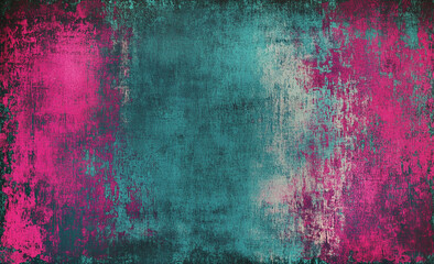 Obraz premium Vibrant Abstract Grunge Texture in Teal and Pink with Distressed Effect