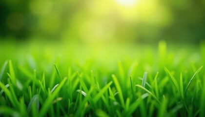 Fototapeta premium Close-up view of vibrant green grass blades.