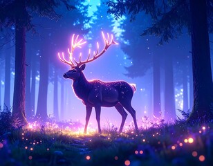 Majestic deer in a mystical forest