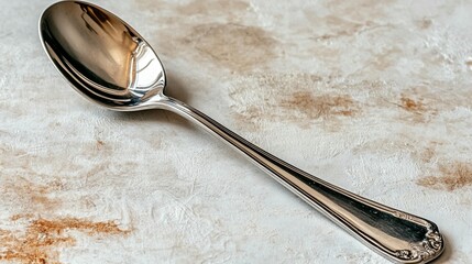 Elegant Silver Spoon on Textured Surface