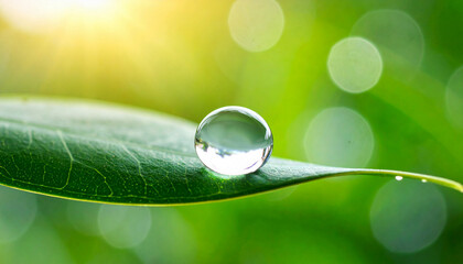 Delicate Dewdrop on a Vibrant Green Leaf