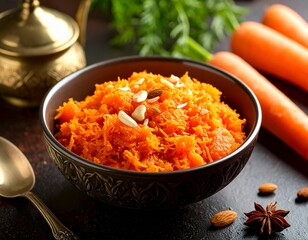 Gajar ka halwa is a carrot-based sweet dessert pudding from India