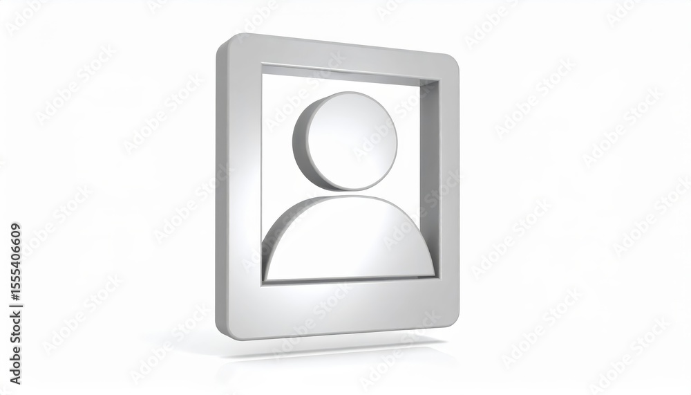 Poster sleek silver button with person icon for user profile access in digital interfaces