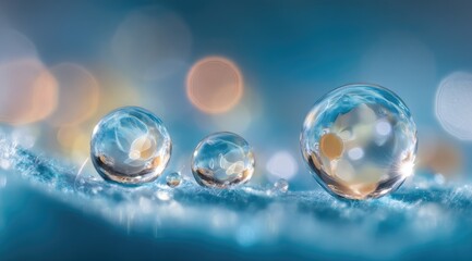 Captivating Reflections Spheres of Light on Blue