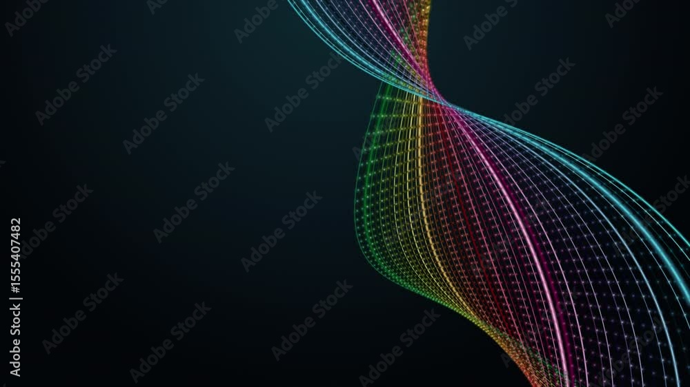 Poster fantastic video animation with stripe wave object in slow motion, 4096x2304 loop 4k