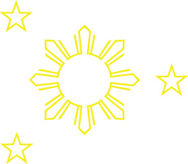 Philippines Flag Stars and Sun outline design eps  isolated on white background eps
