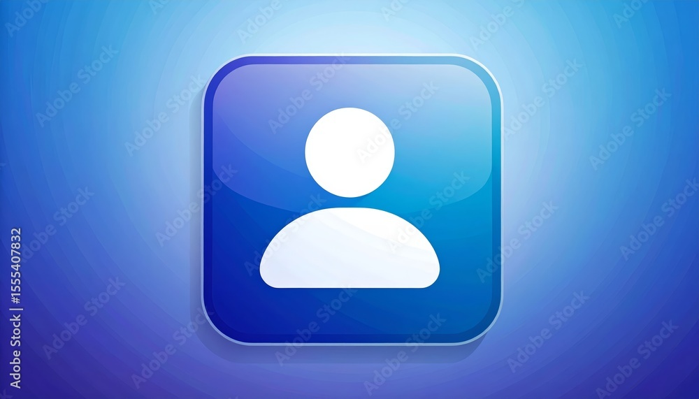 Poster blue square user icon, a symbol of digital identity and online presence in modern design for web mob