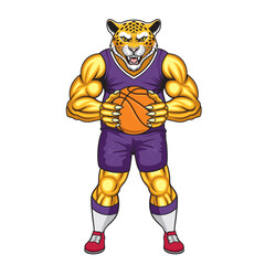 basketball mascot jaguar vector illustration jaguar basketball design