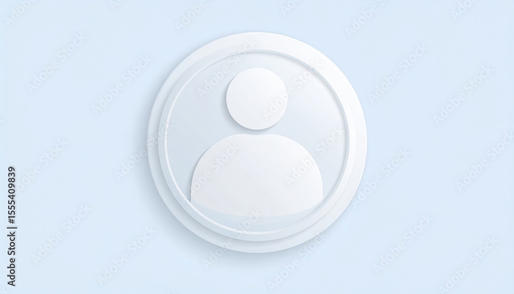 Poster white interface button featuring person icon, modern design for user profile access and personalized