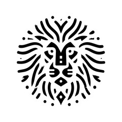 Minimalist lion face tribal mark in black