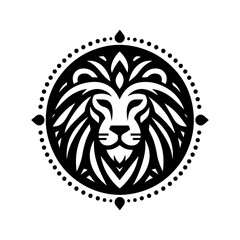 Minimalist lion face tribal mark in black