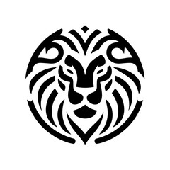 Fototapeta premium Minimalist lion face tribal mark in black