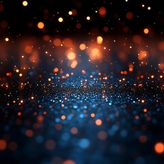 Obraz premium Dark blue and orange glitter bokeh background