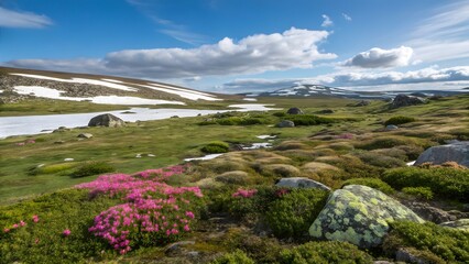 Vibrant Tundra Landscape Under a Clear Blue Sky