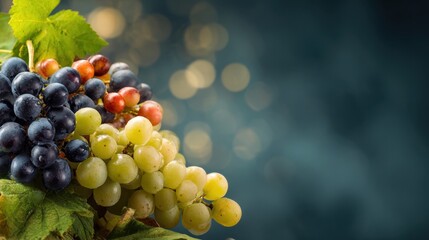 A tempting array of grapes from deep purples to vibrant greens a visual delight of nature's bounty Fresh flavorful and perfectly ripe