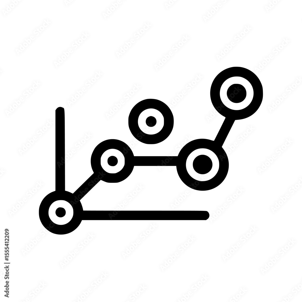 Aufkleber simple black and white icon depicting a connected data chart with circles.