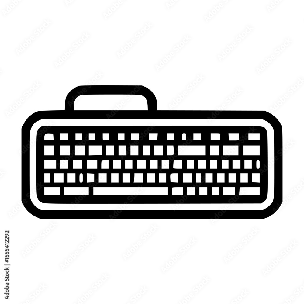 Fototapete A simple line drawing of a compact keyboard, featuring a handle or carry-top.