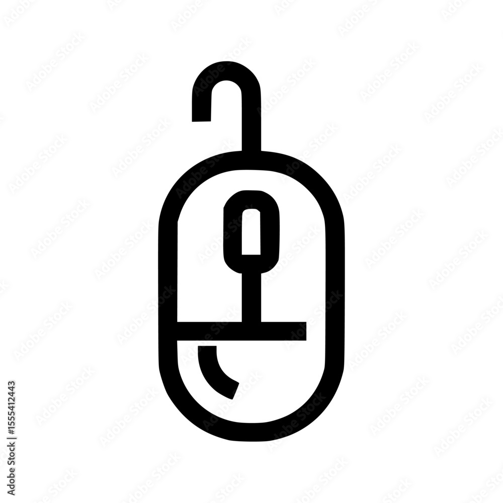 Fototapete a simple line drawing of a computer mouse, depicting a classic design with a scroll wheel.