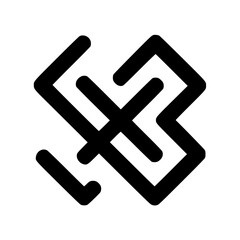 Obraz premium Abstract geometric black logo design, interlocking shapes, symmetrical pattern, bold lines.