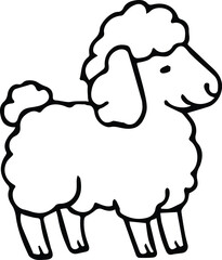 Cute cartoon sheep outline design isolated on white background eps