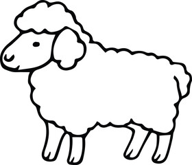 Cute cartoon sheep outline design isolated on white background eps