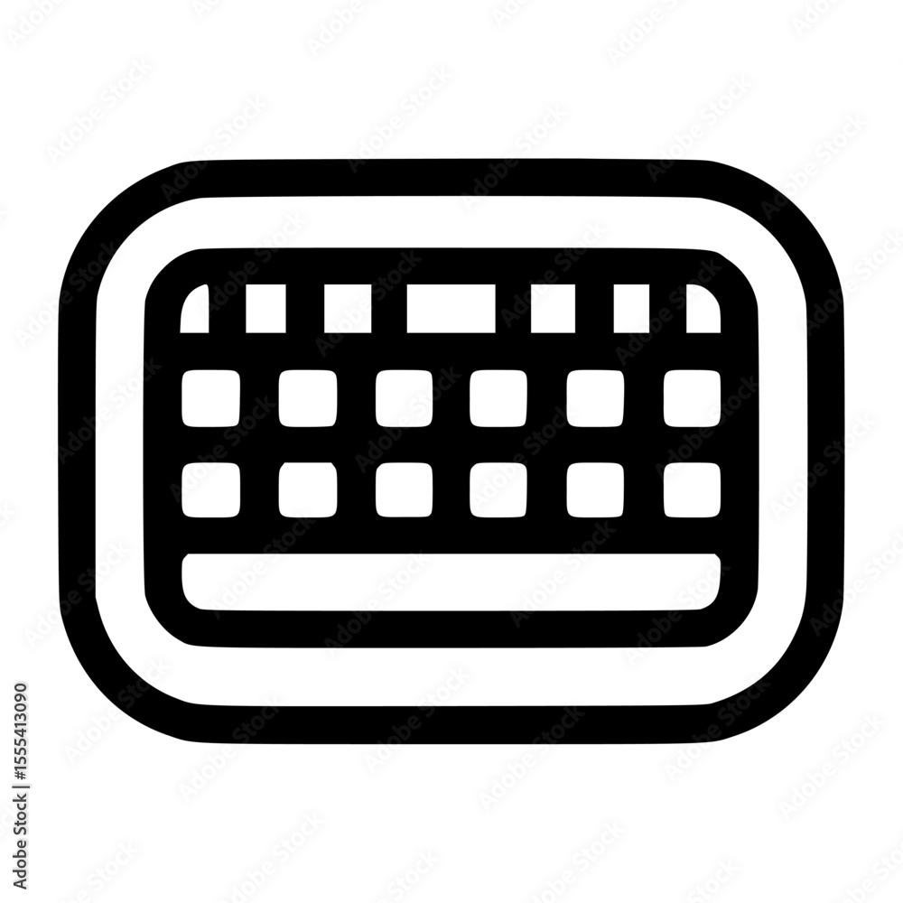 Fototapete a minimalist, outlined icon depicting a keyboard with rectangular keys, set against a white backgrou